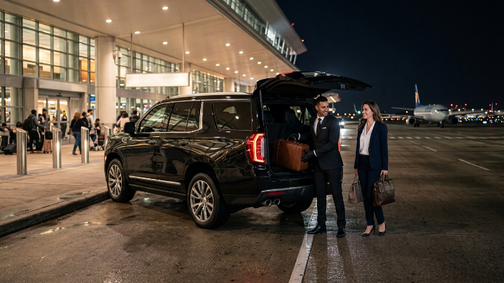GMC Yukon Denali XL airport transfer Houston VIP chauffeur service