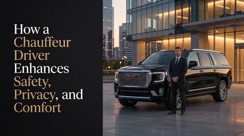 Luxury chauffeur SUV with executive driver and premium travel service