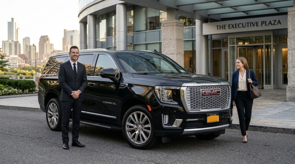 GMC Yukon Denali XL with chauffeur for executive long distance travel