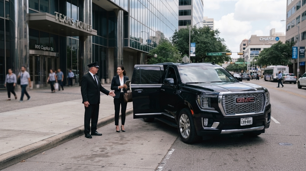 Houston GMC Yukon chauffeur executive luxury car service pickup